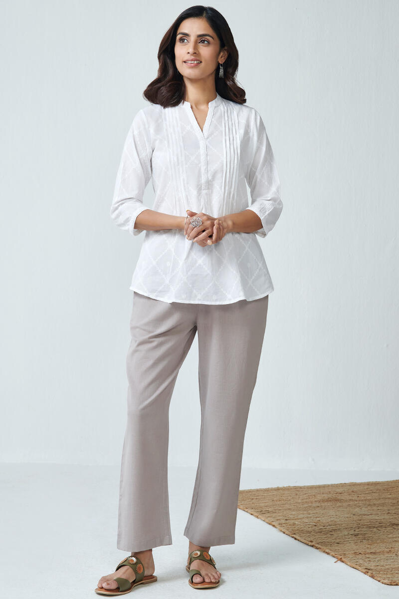 Roza Sage Grey Flex Cotton Pants