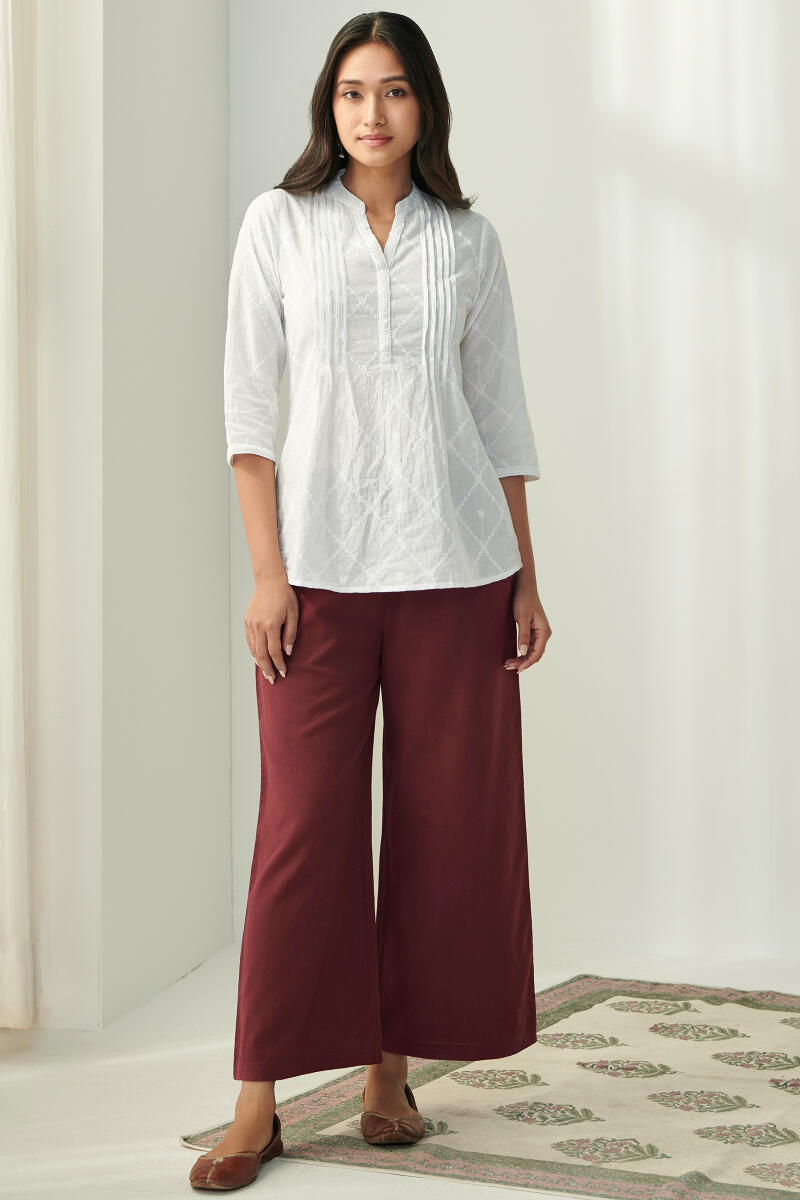 Roza Maroon Flax Cotton Farsi