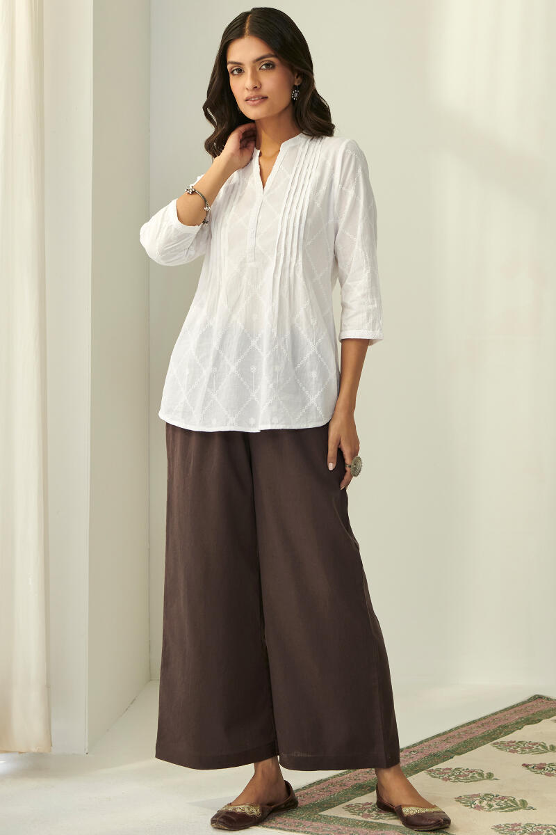 Roza Brown Flax Cotton Farsi