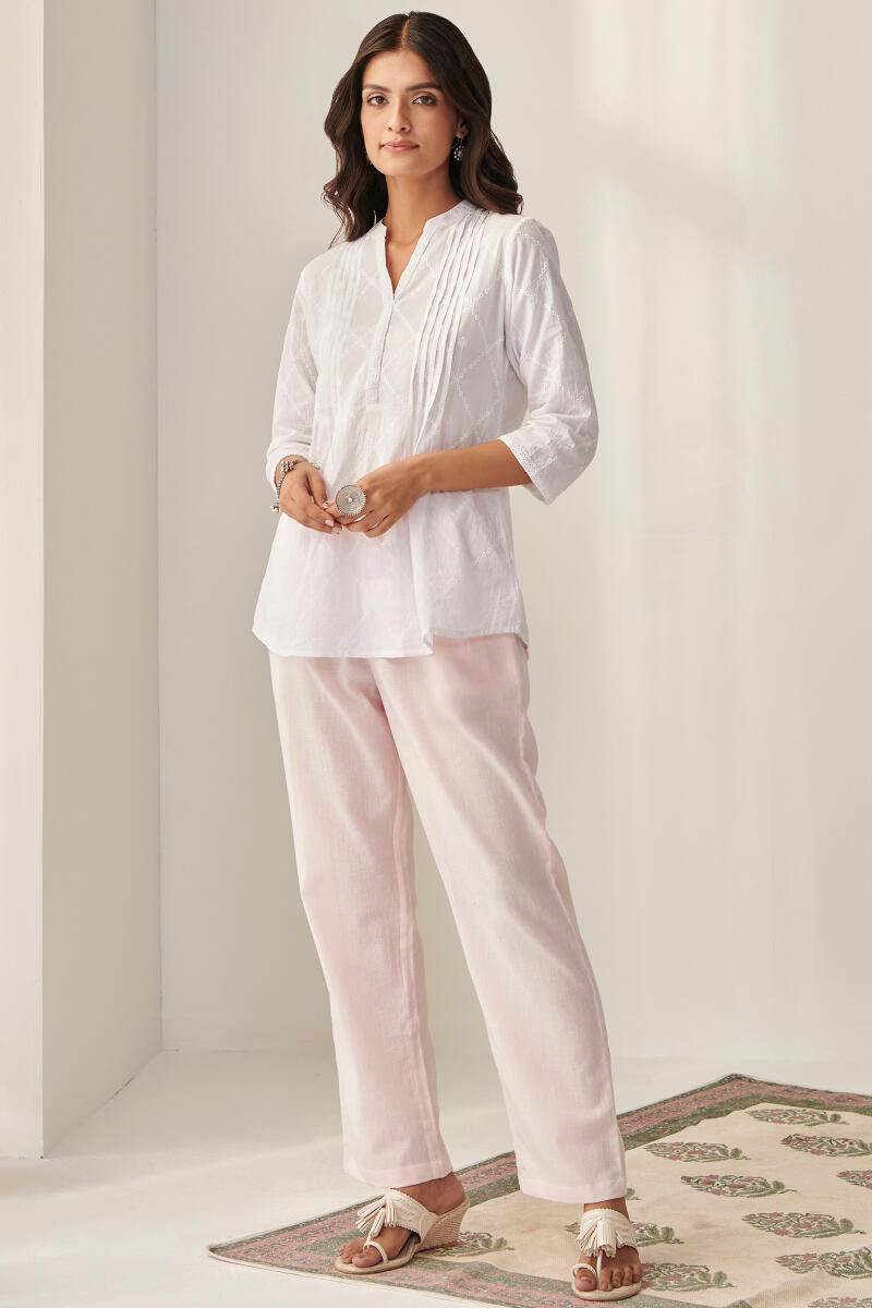 Roza Light Pink Flax Cotton Pants