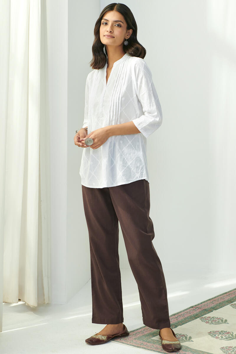Roza Brown Flax Cotton Pants
