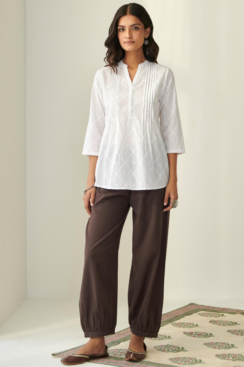 Roza Brown Flax Cotton Izhaar Pants