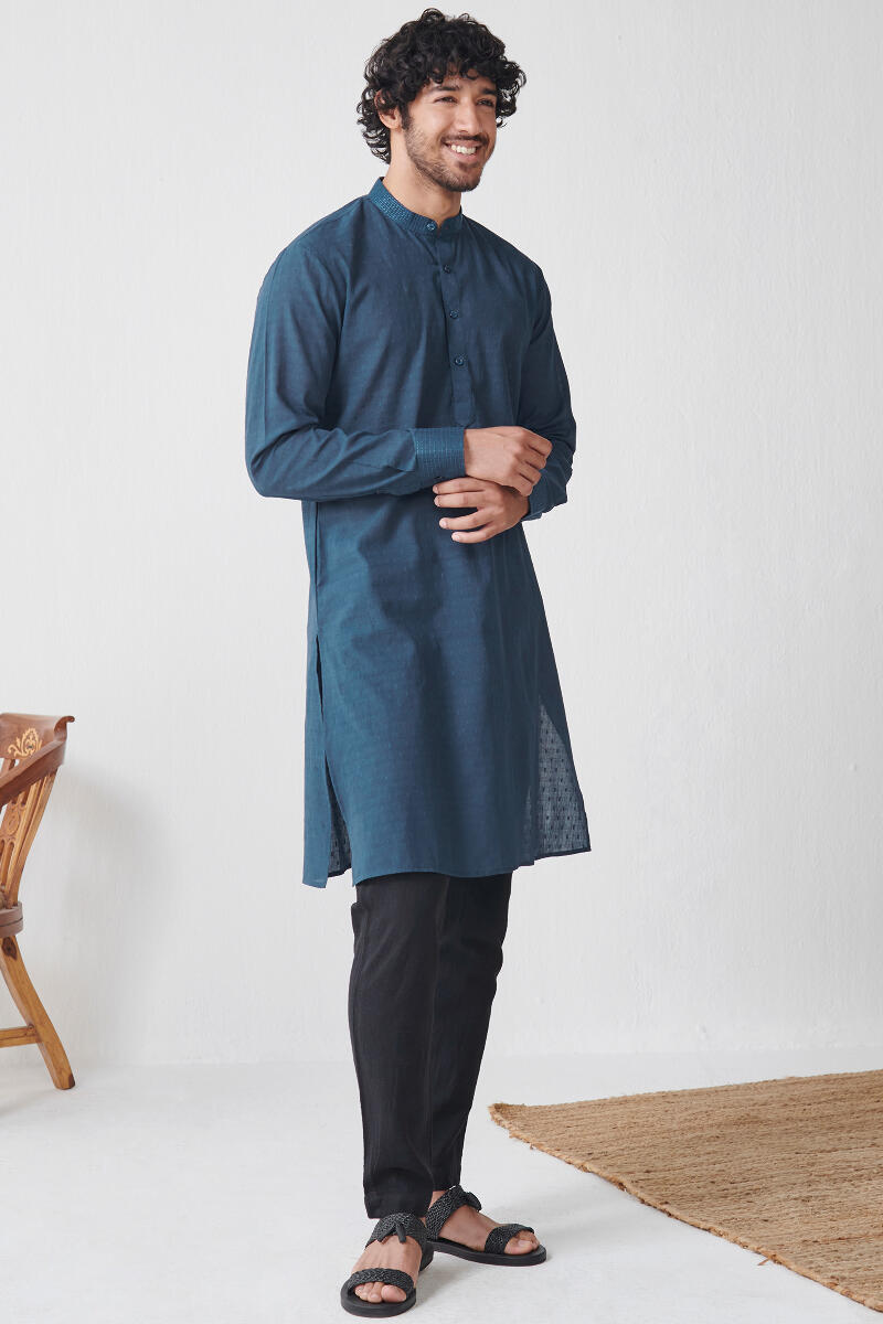 Zaid Vivaan Blue Ram Buta Kurta