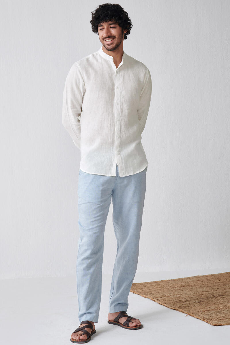 Zaid White Linen Shirt