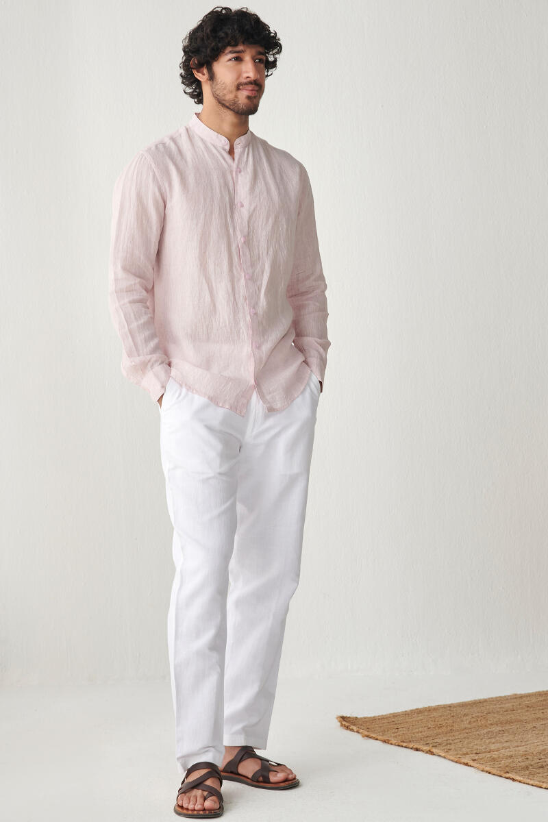 Zaid Pink Linen Shirt