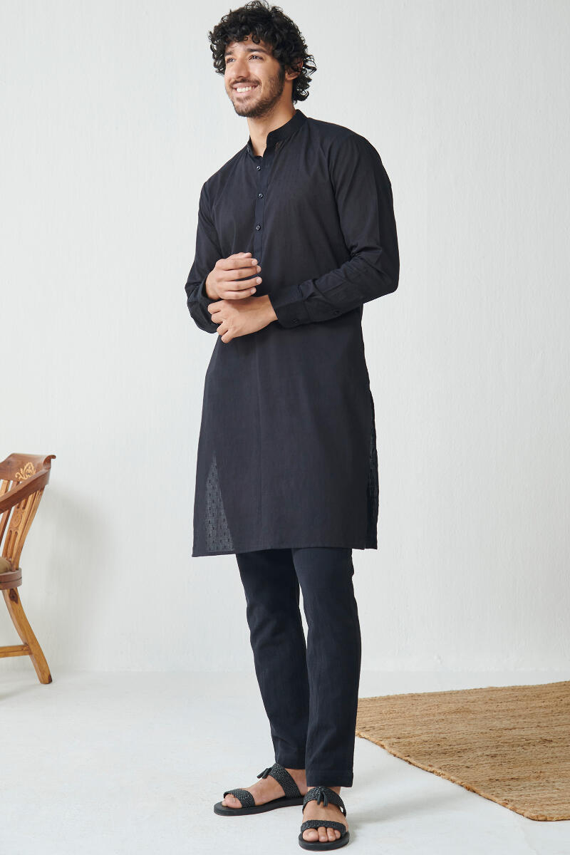Zaid Vivaan Black Ram Buta Kurta