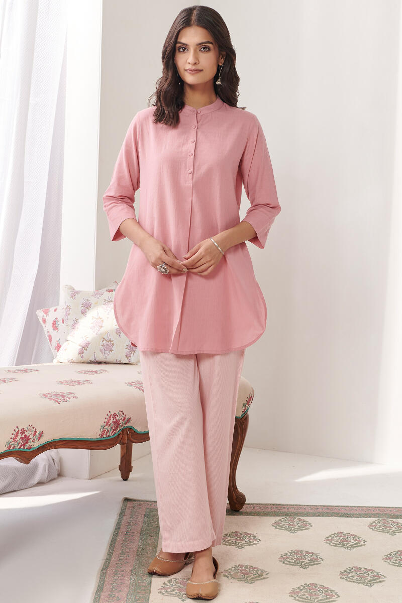 Roza Jannat Pink Handloom Loungewear Set