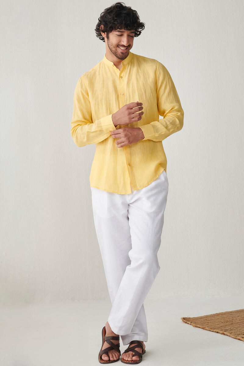 Zaid Yellow Linen Shirt