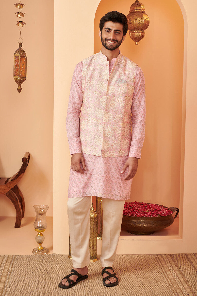 Shirin Sameer Sanganeri Chanderi Nehru Jacket