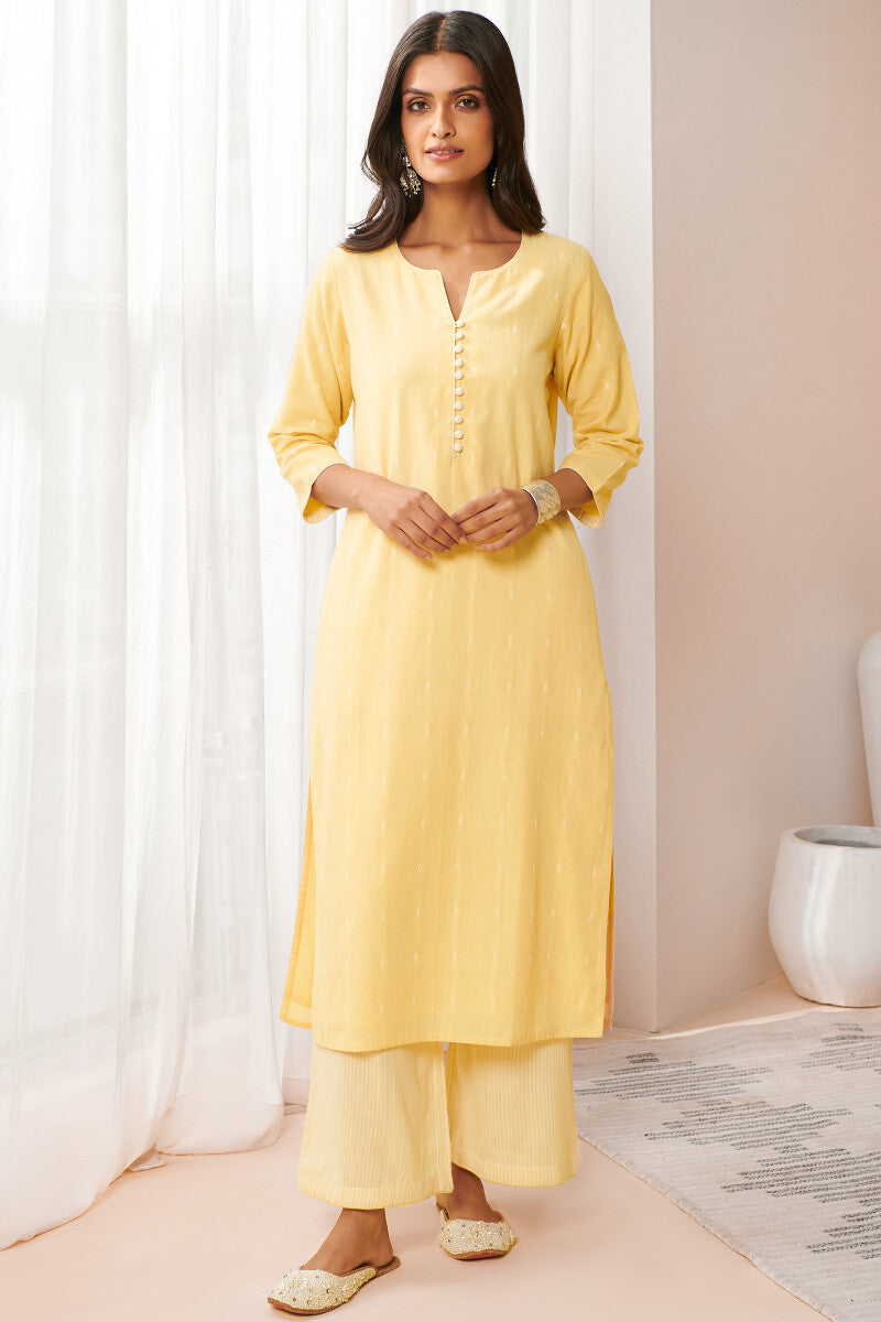 Gauhar Nadia Yellow Handloom Kurta