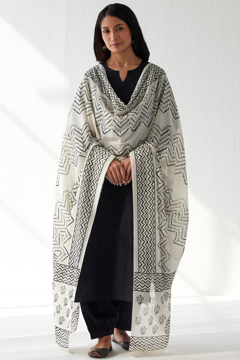 Sehra Zoya White Sanganeri Dupatta