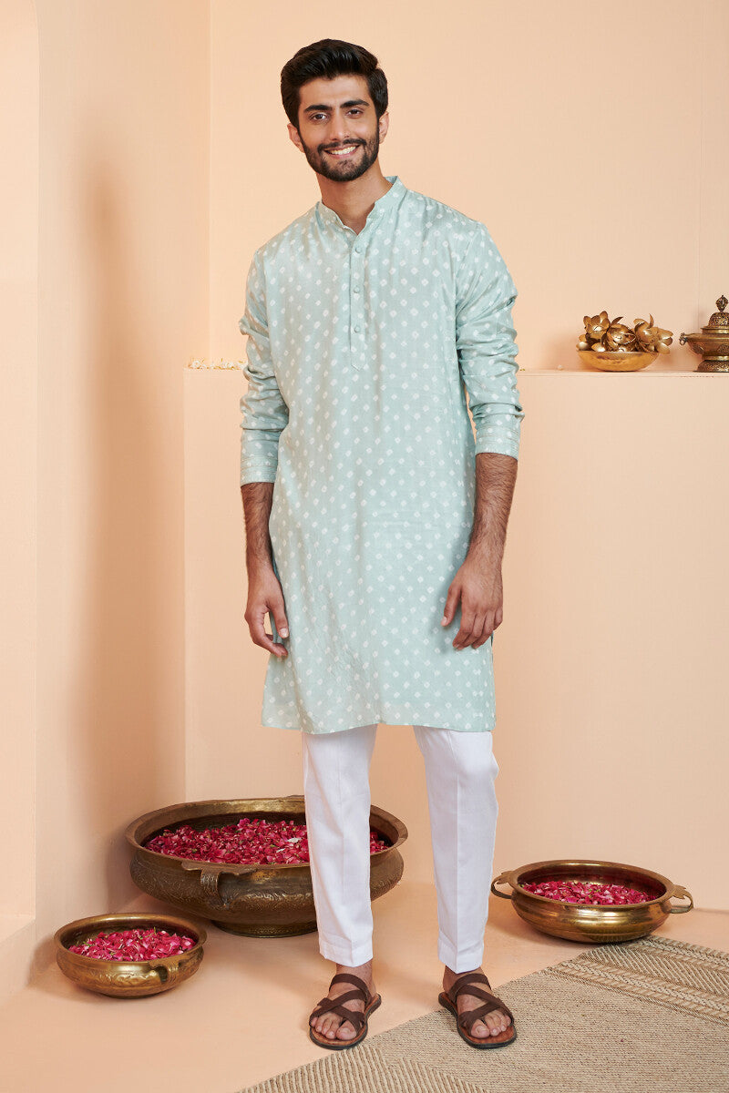 Shirin Zuhaid Sky Blue Bandhej Kurta