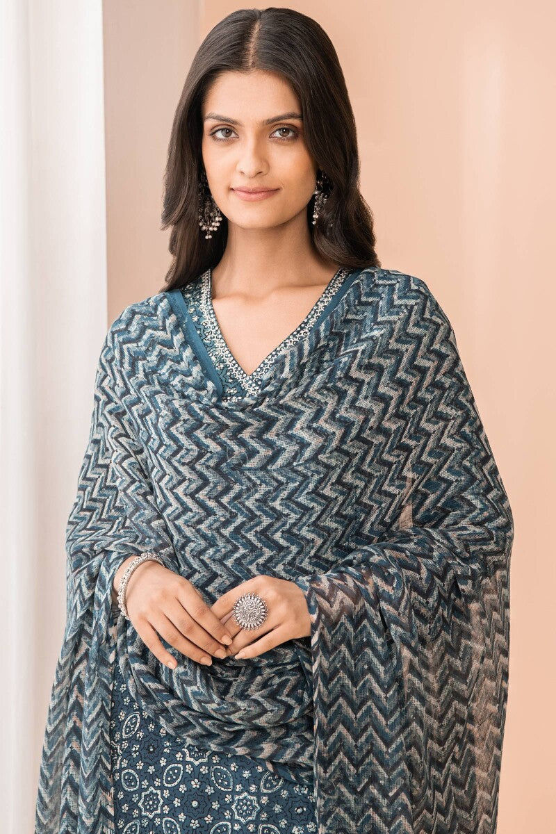 Sehra Shabnam Ajrak Kota Dupatta