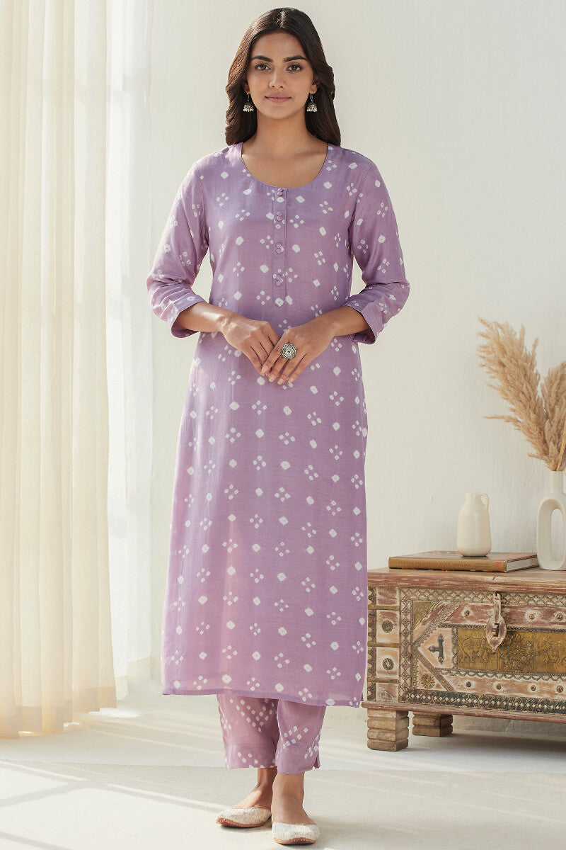 Gauhar Afroza Purple Bandhej Kurta