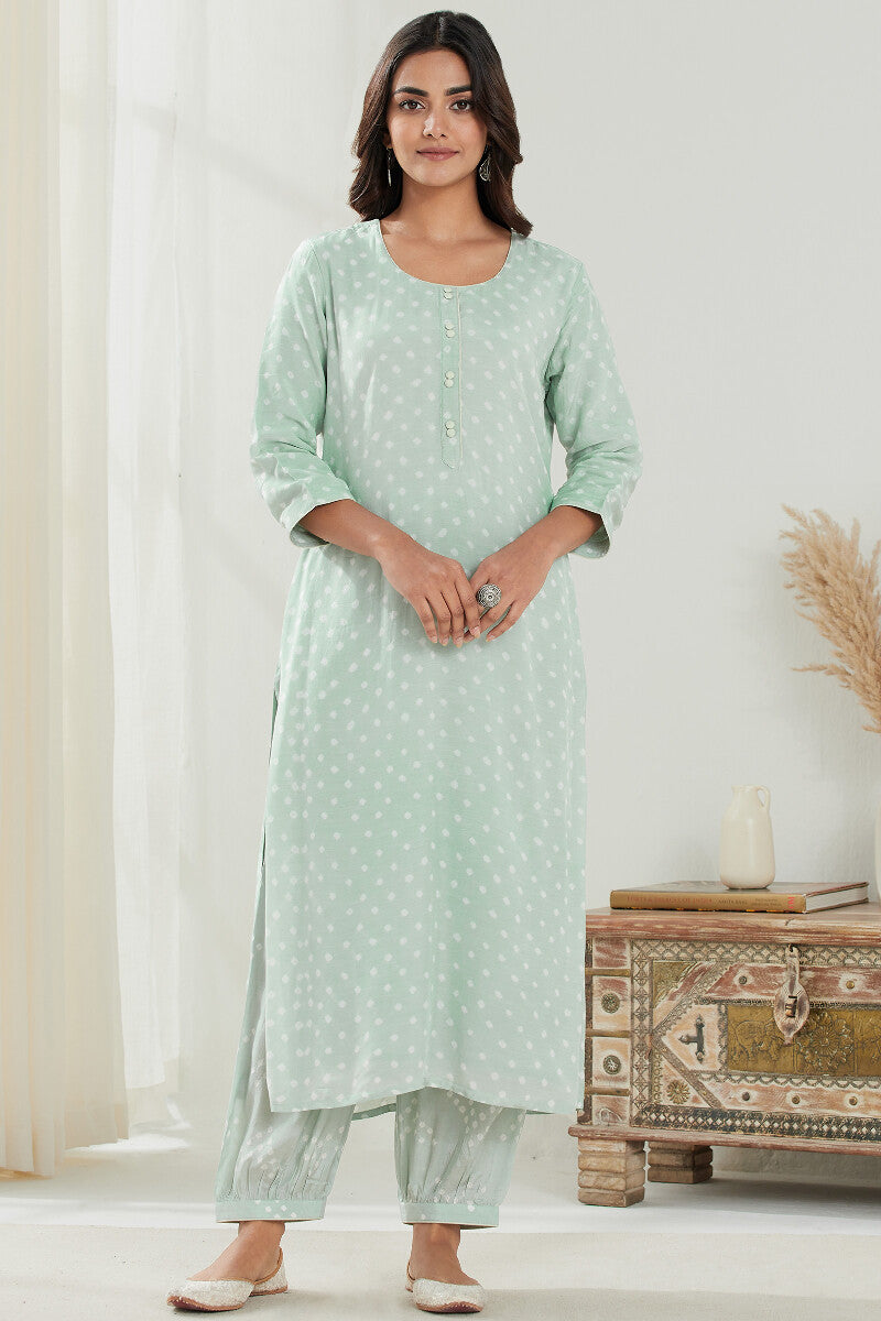 Gauhar Afroza Green Bandhej Kurta