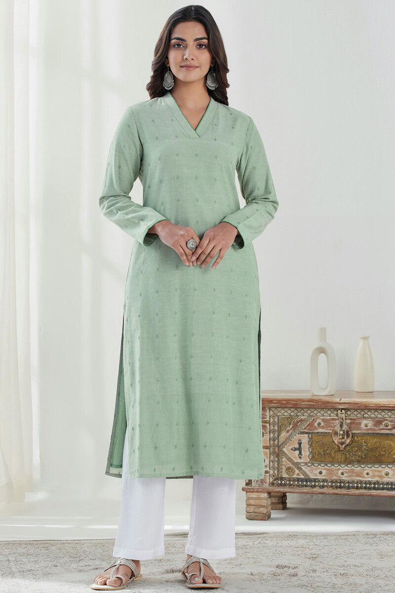 Naadirah Layla Green Handloom Kurta