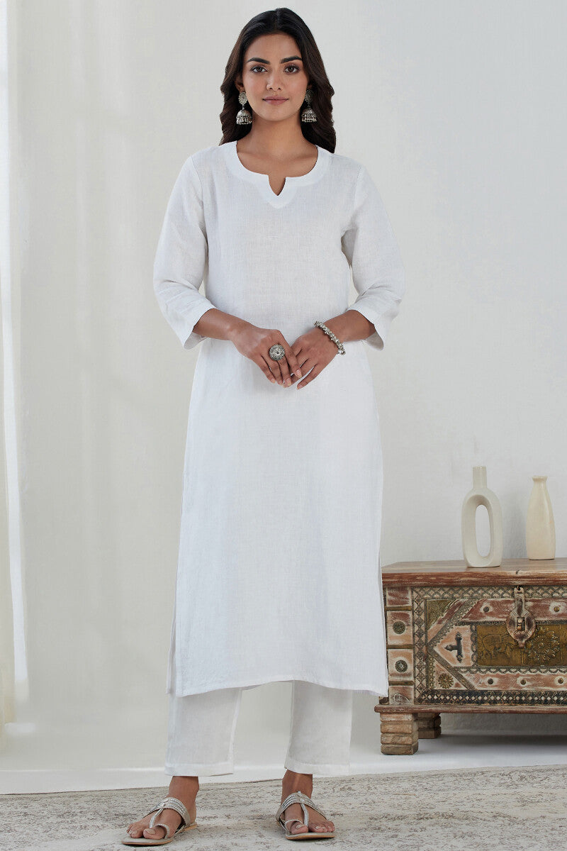 Roza Mirza Linen White Kurta