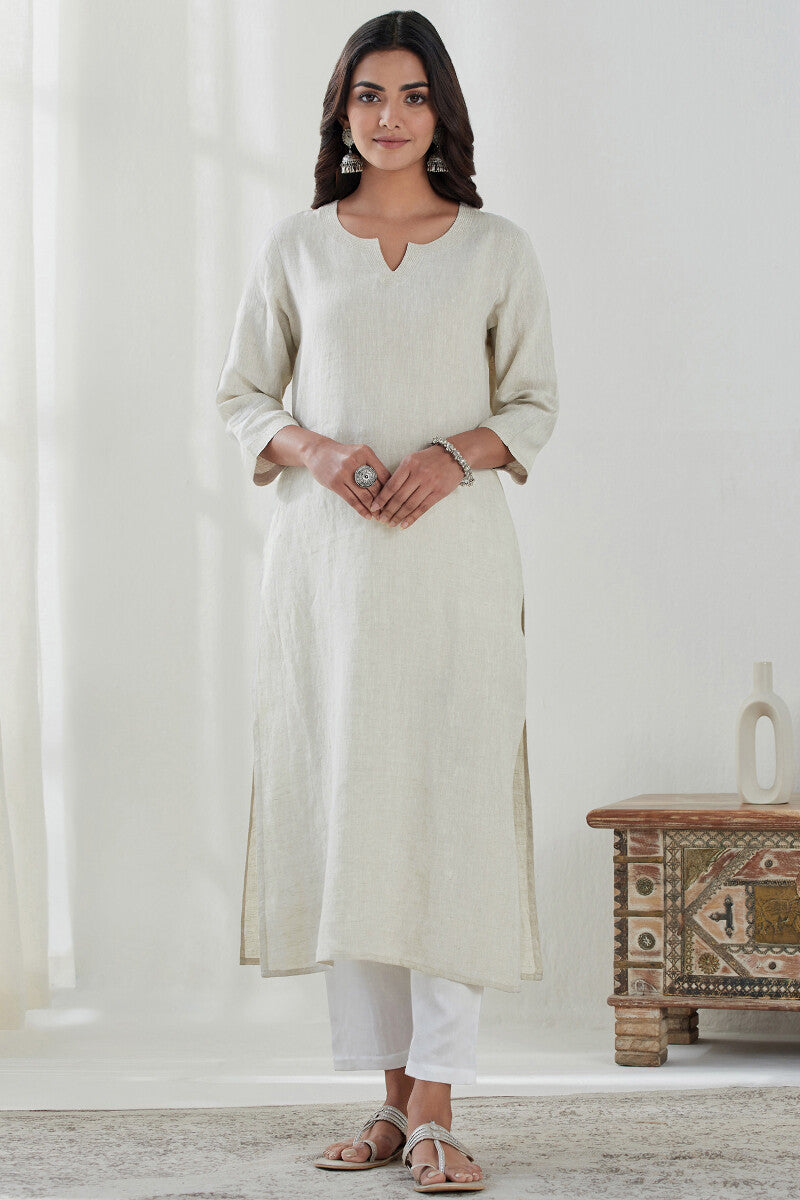 Roza Mirza Linen Beige Kurta