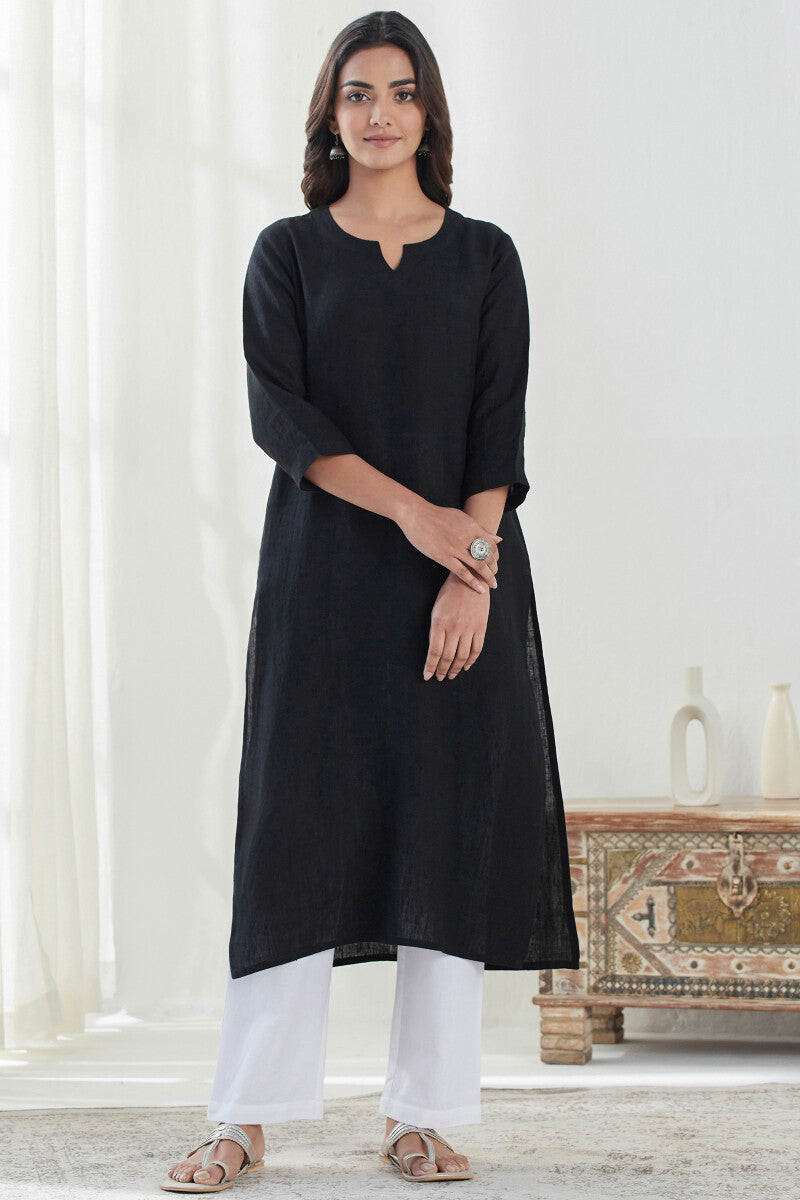 Roza Mirza Linen Black Kurta