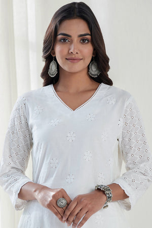 Raahat Sameera White Schiffli Kurta