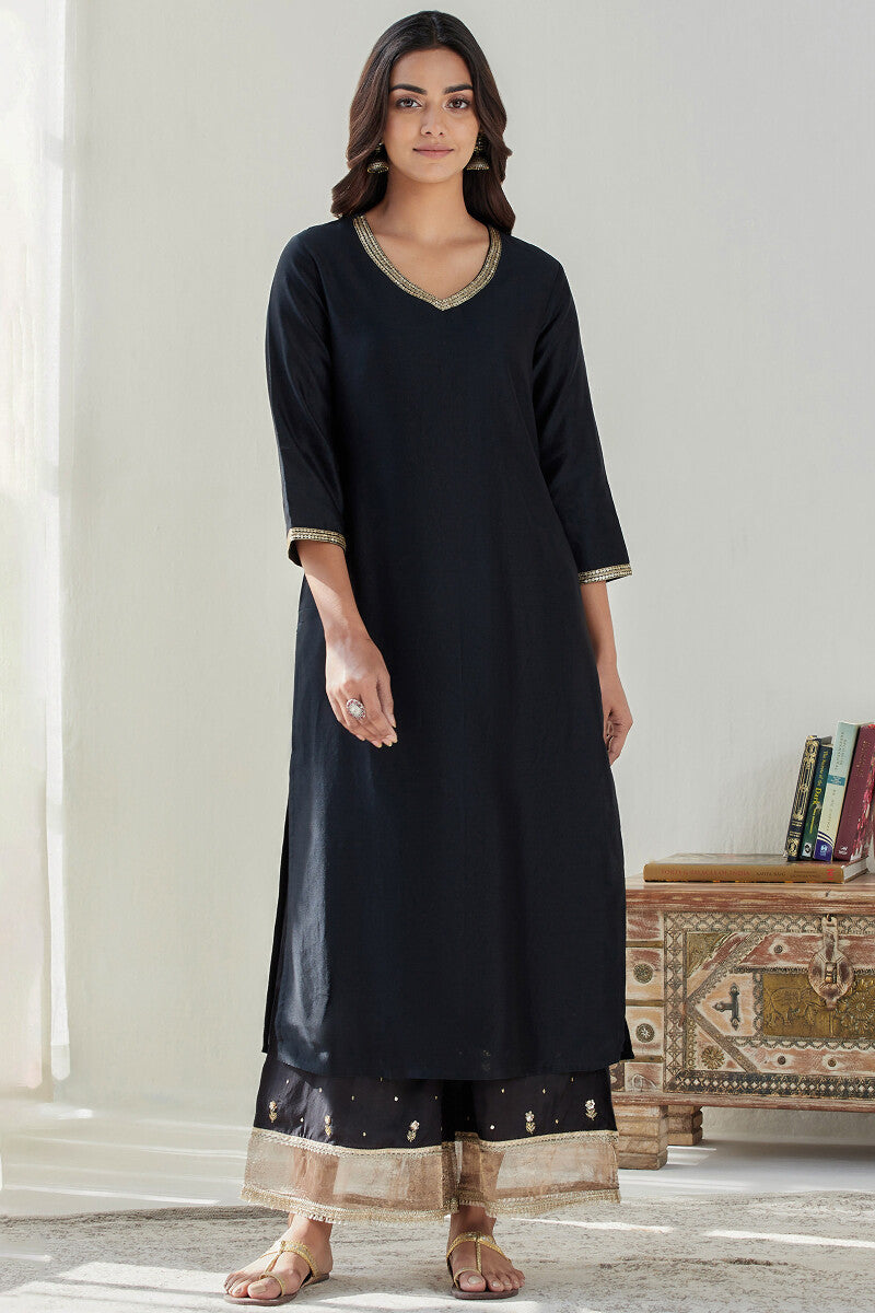 Gauhar Maira Black Chanderi Kurta
