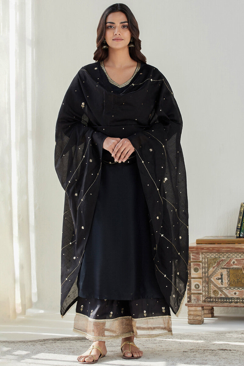 Gauhar Maira Black Cotton Silk Dupatta