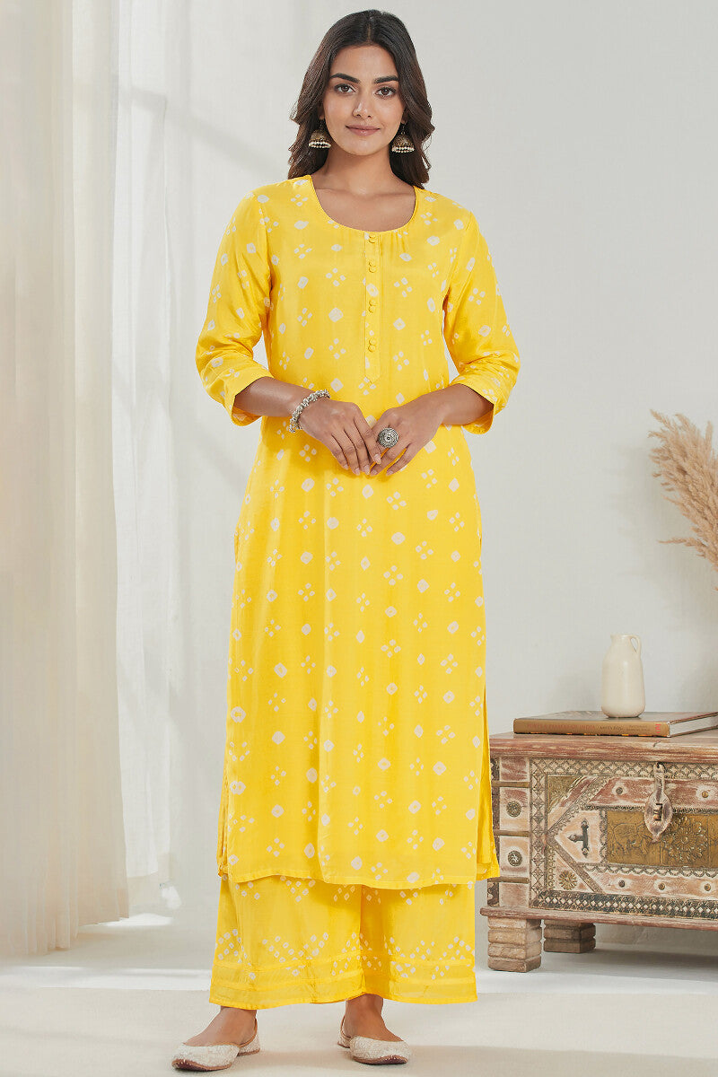 Gauhar Afroza Yellow Bandhej Kurta