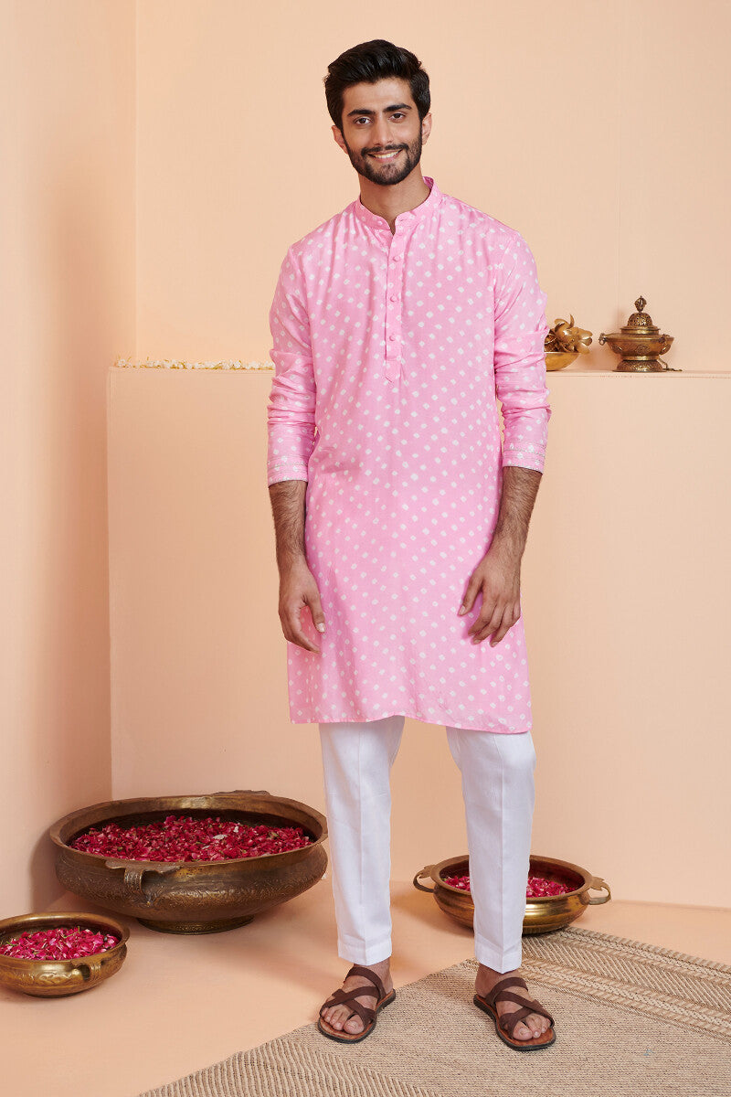 Shirin Zuhaid Pink Bandhej Kurta