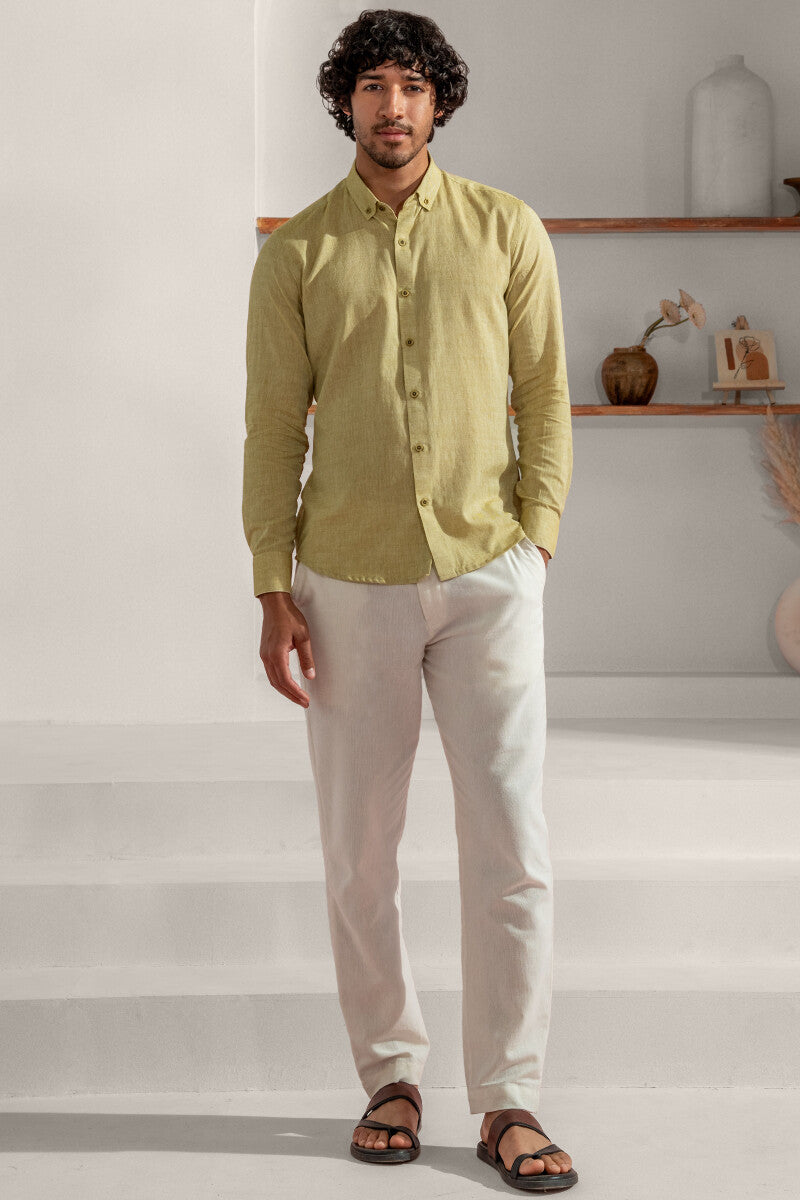 Zaid Sage Green Handloom Shirt