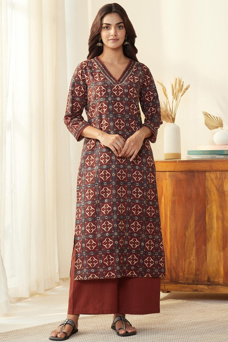 Sehra Ruhi Ajrak Kurta