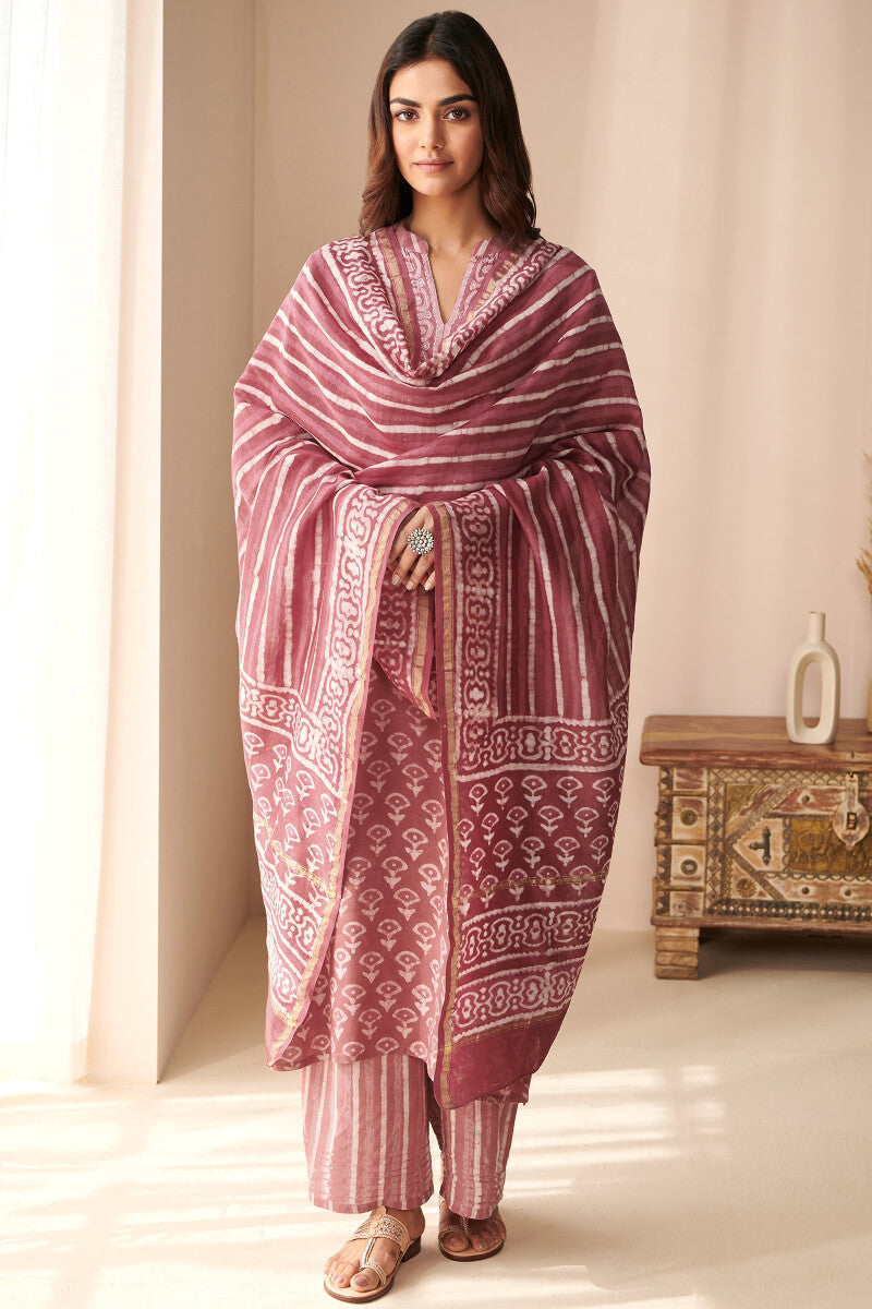 Sehra Zarah Pink Dabu Chanderi Dupatta