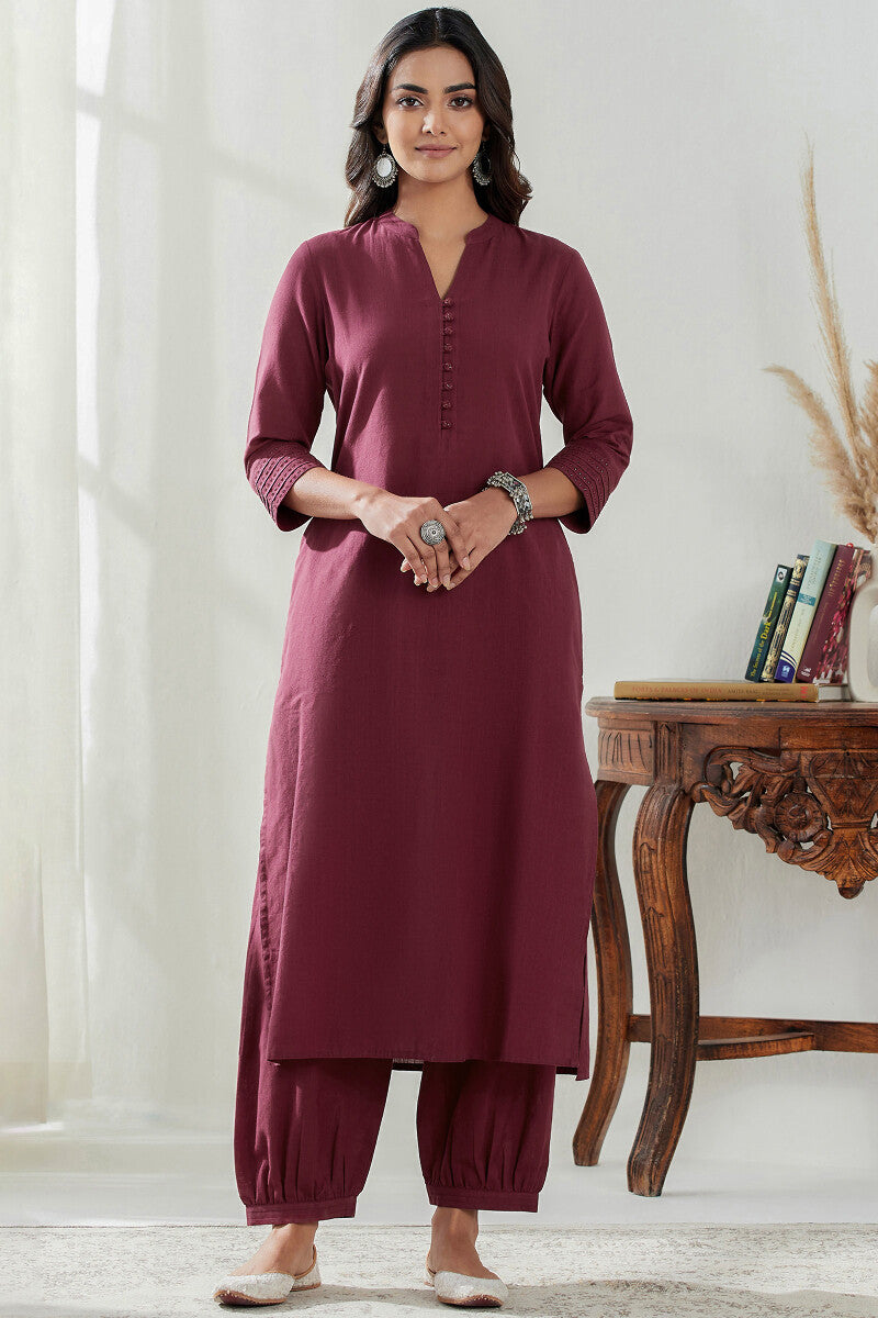 Roza Nysa Maroon Handloom Kurta