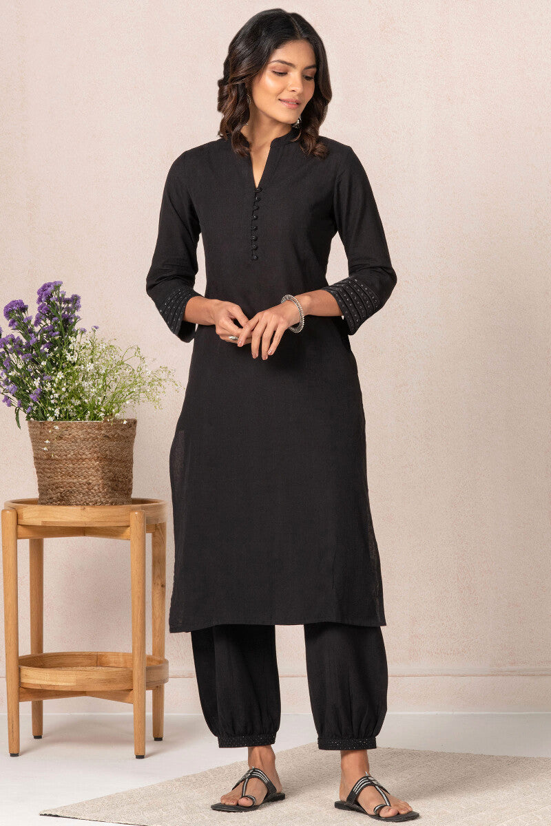 Nasrine Rehmat Black Handloom Kurta