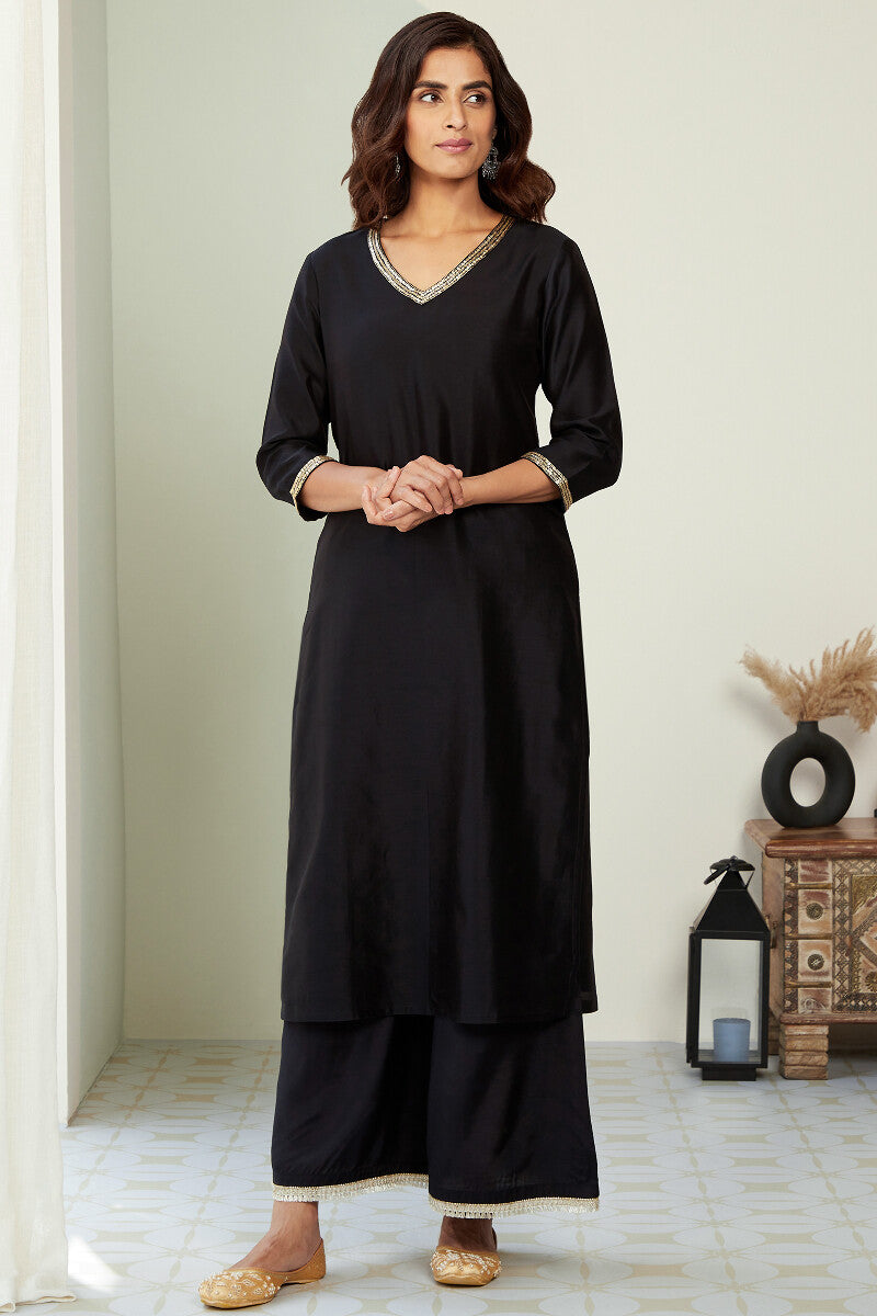 Gauhar Maira Black Chanderi Kurta