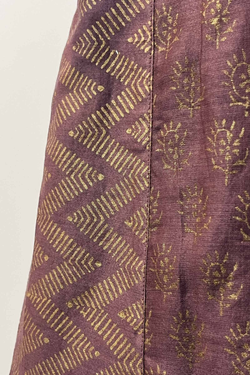 FG Specials: 1 Of 1- Purple Hand Block-Printed Chanderi Kurta