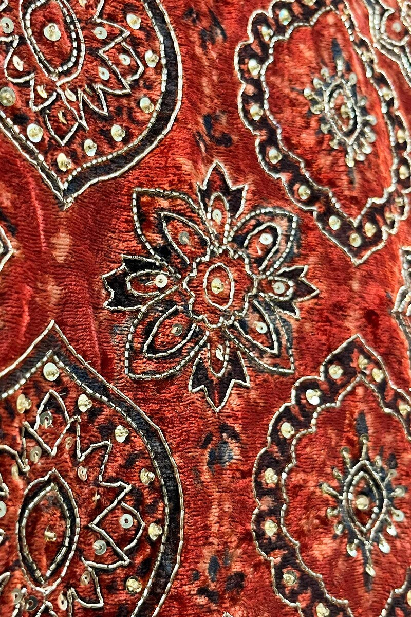 FG Specials: 1 of 1- Red Ajrak Hand Block Printed Straight Cotton Kurta- Size XS