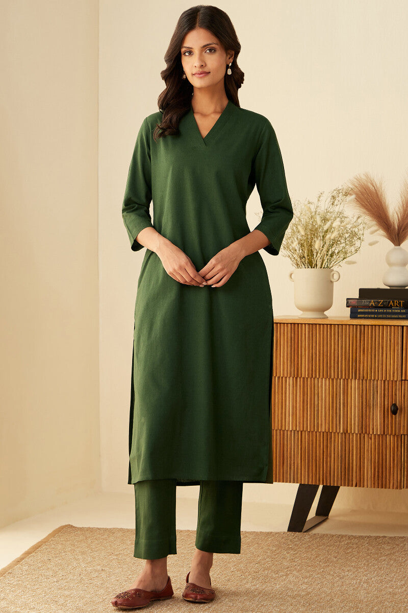 Roza Seher Green Narrow Pants