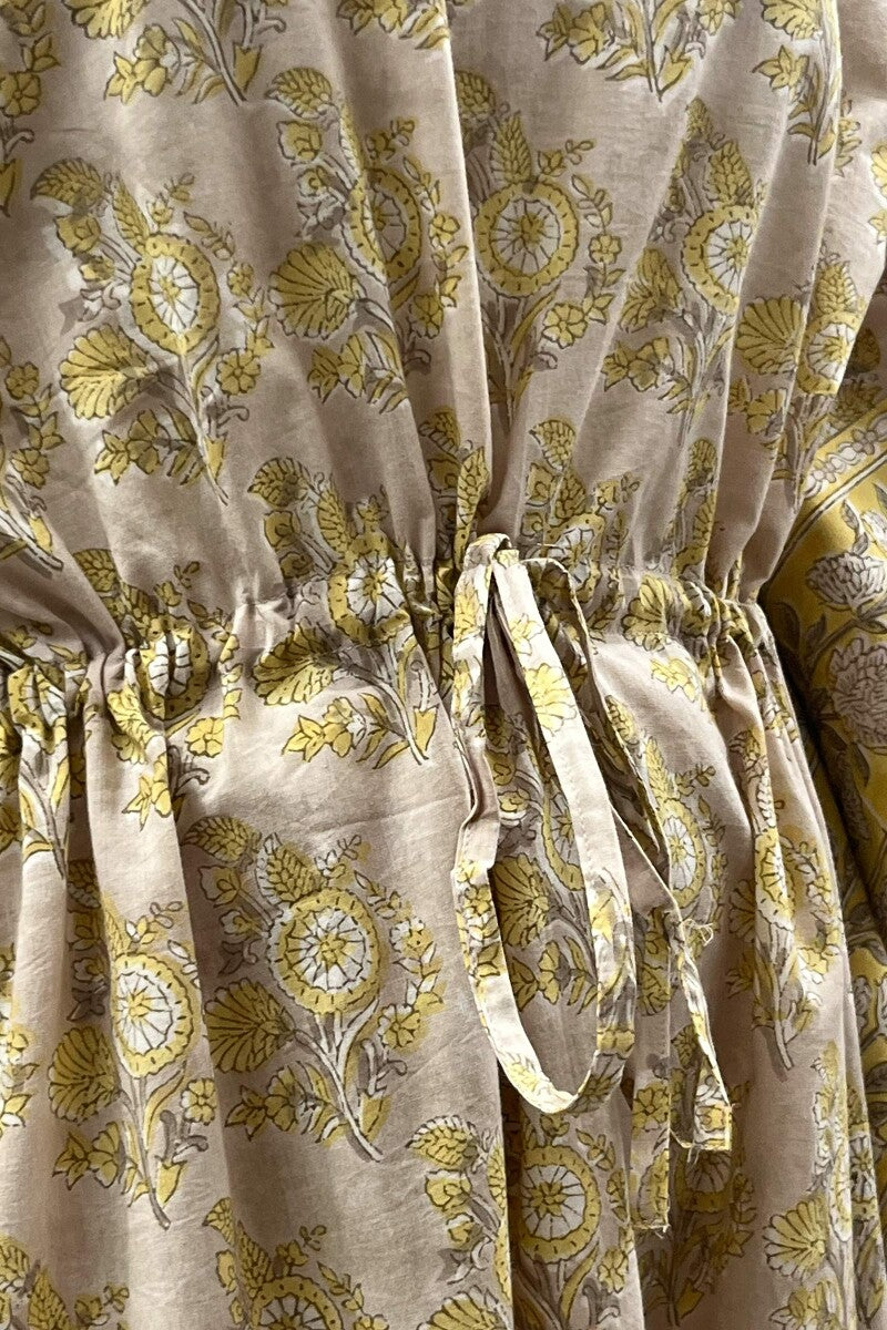 Grey Hand Block-Printed Kaftan