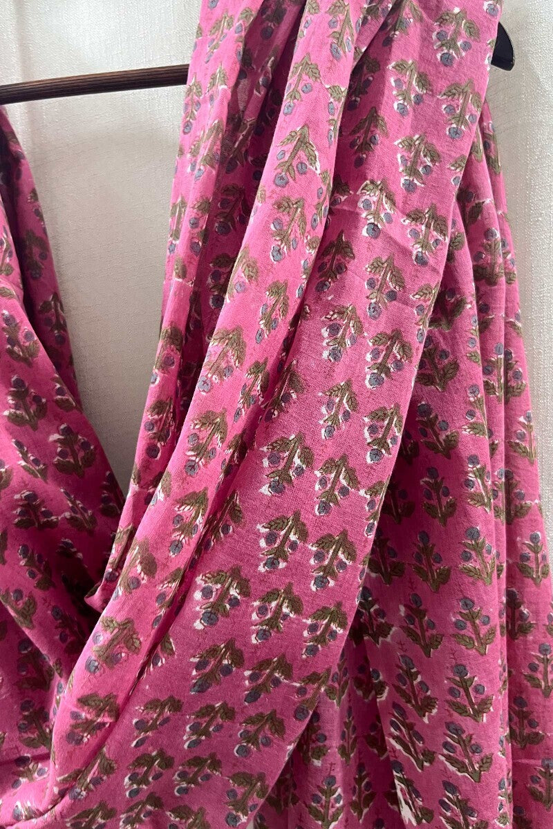 Pink Hand Block-Printed Dupatta
