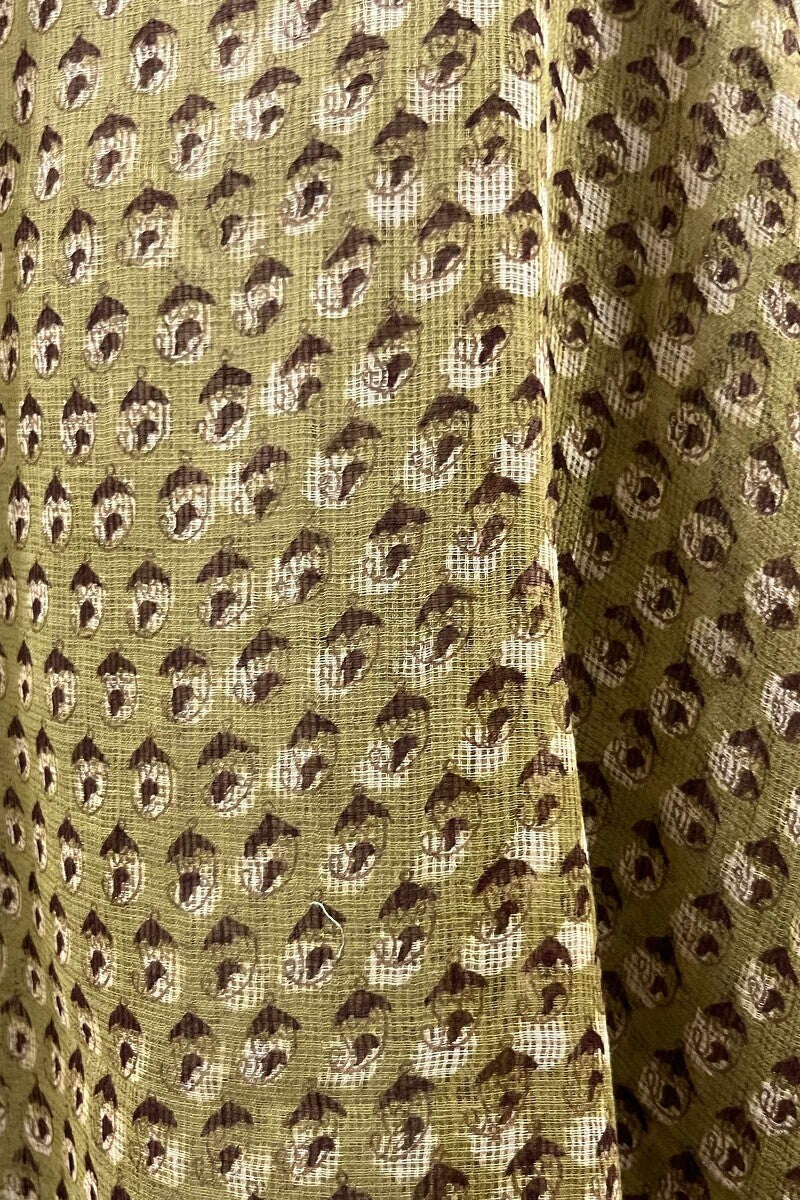 Olive Green Hand Block-Printed Dupatta