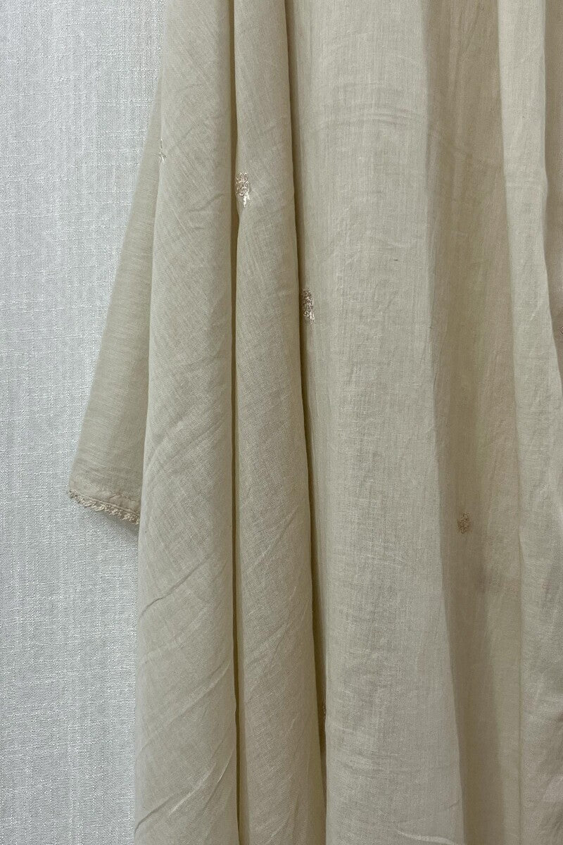 Beige Cotton Mul Dupatta