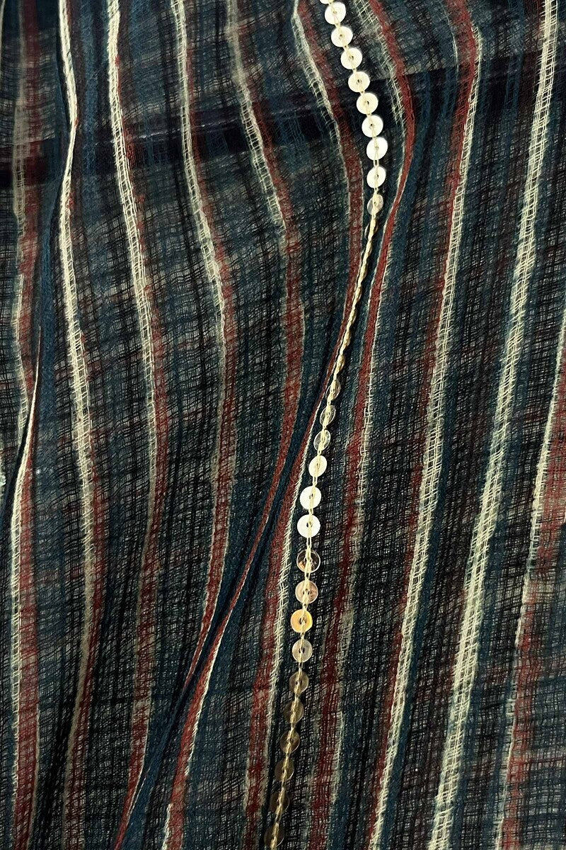 Green Hand Block-Printed Embroidered Dupatta