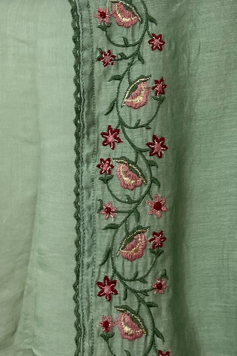 Green Cotton Silk Dupatta