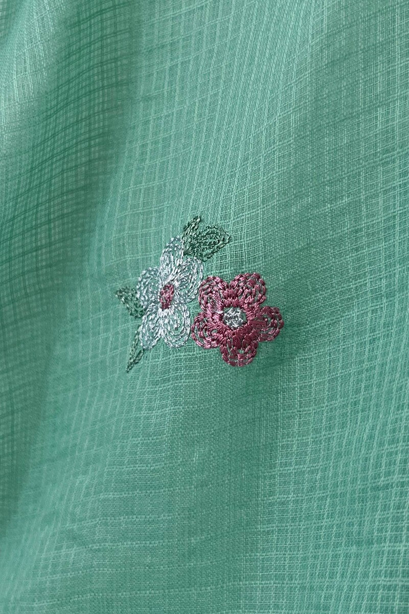 Green Embroidered Kota Dupatta