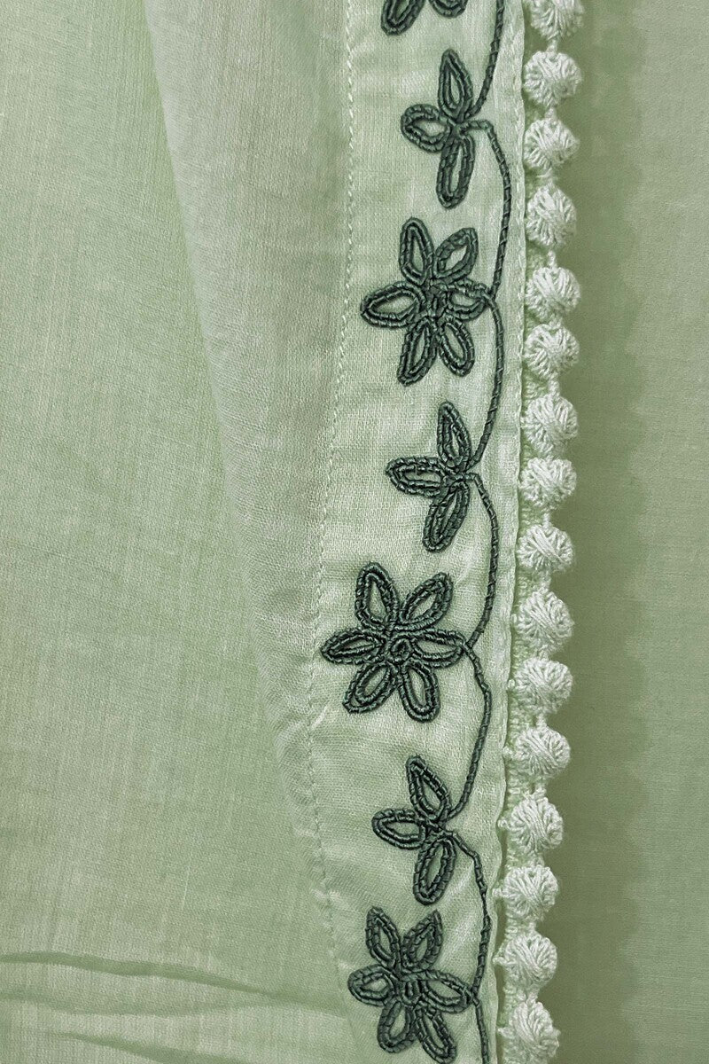 Green Cotton Mul Dupatta
