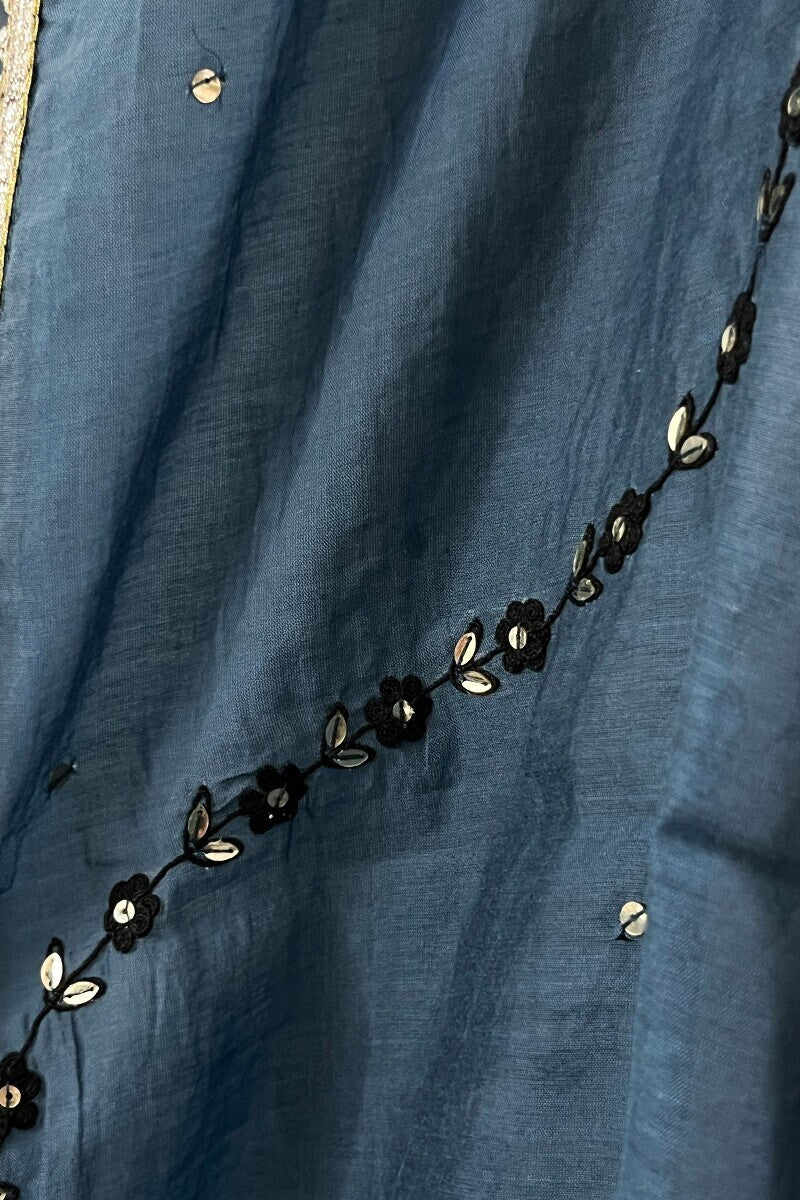 Blue Embroidered Dupatta