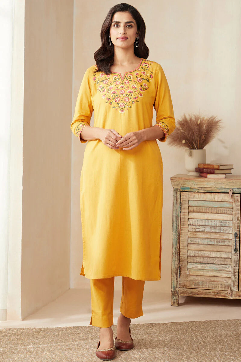Roza Zoya Mustard Kurta