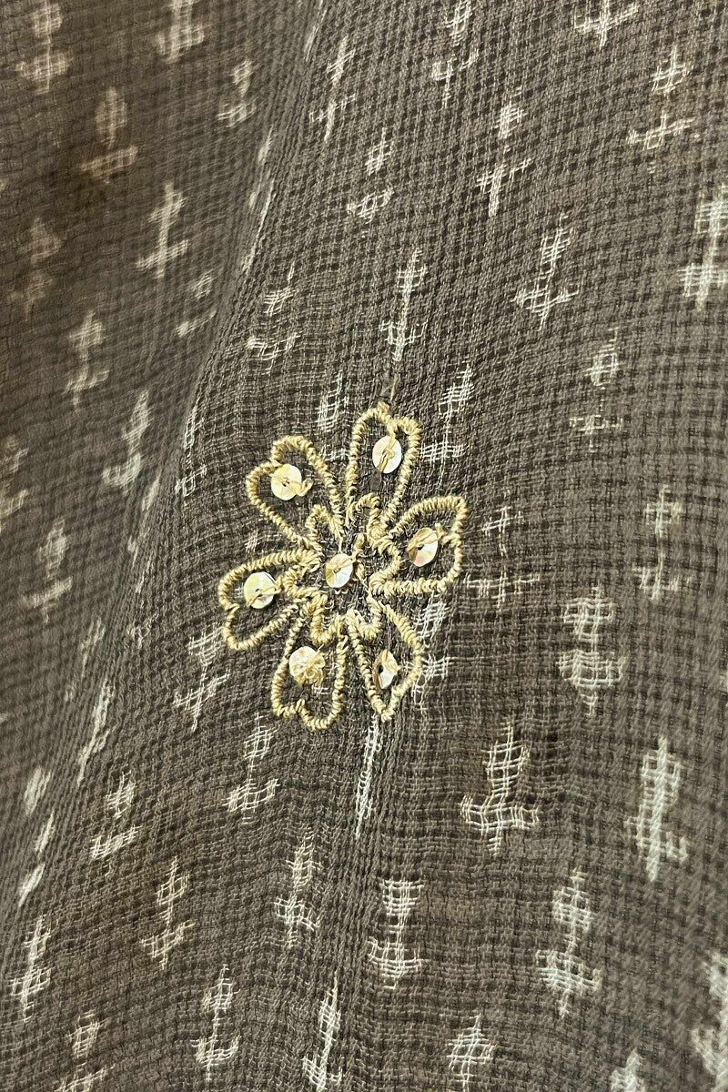 Akola Brown Embroidered Dupatta