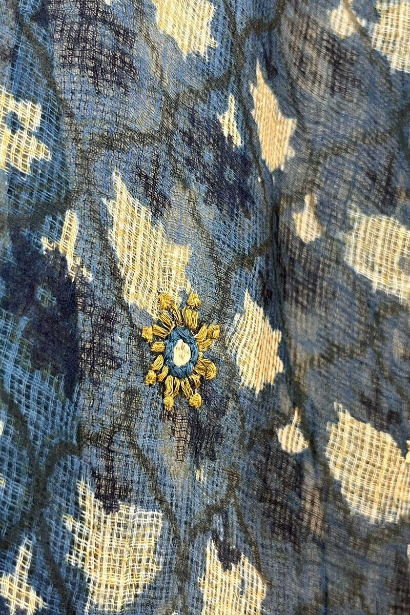Blue Embroidered Kota Dupatta