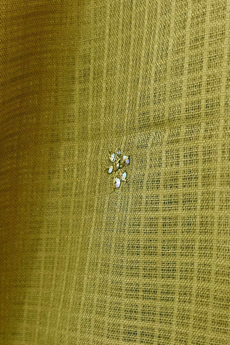 Olive Green Embroidered Kota Dupatta